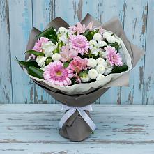 Букет цветов из:  Герберы, Альстромерии и Хризантемы в Октябрьский Хабаровский край