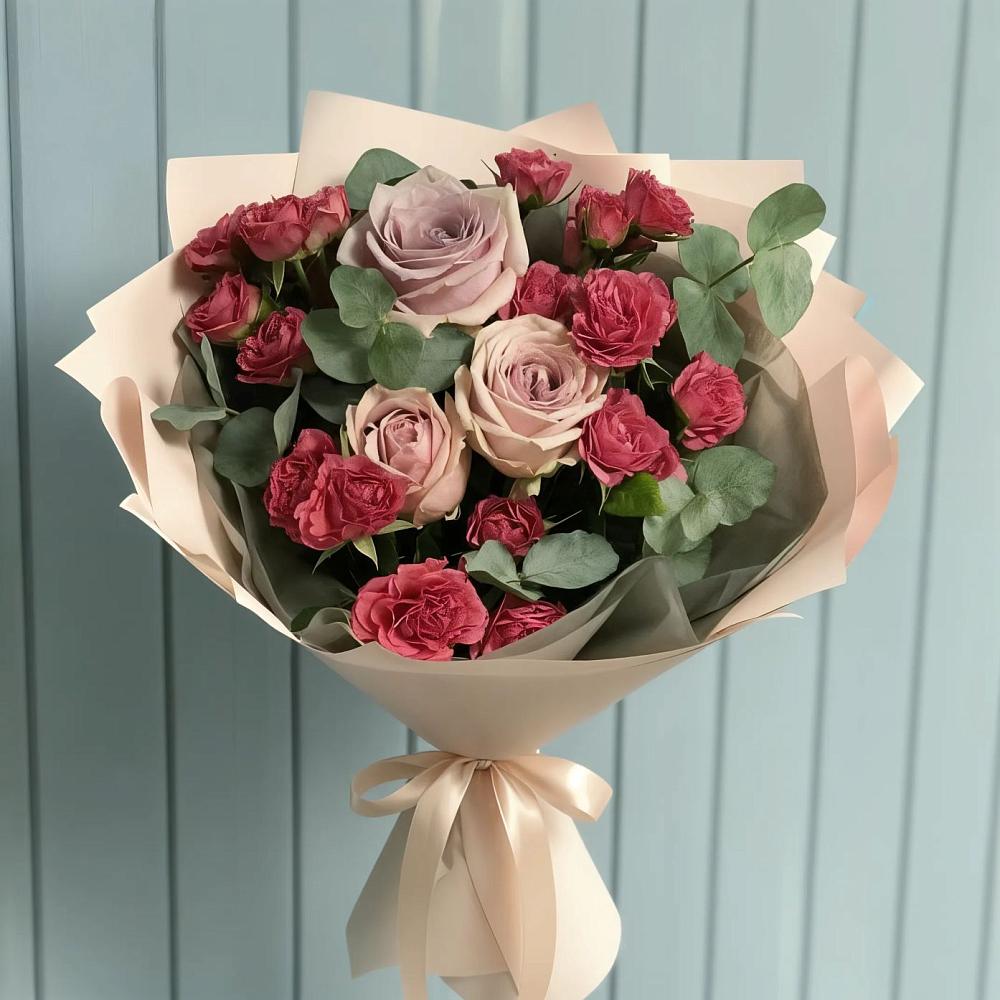 Букет цветов из: Гвоздики и Розы в Октябрьский Хабаровский край