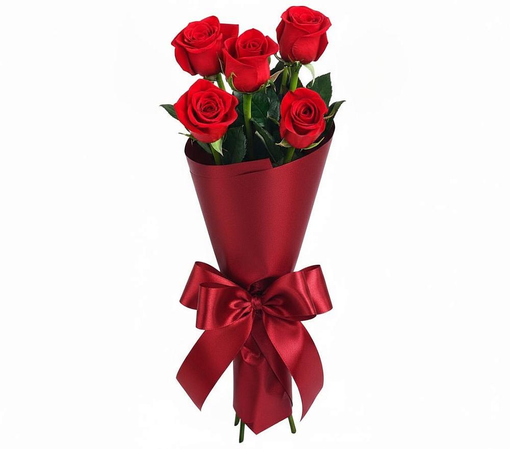 Букет 5 Красных роз Эдлесс Лав в Октябрьский Хабаровский край