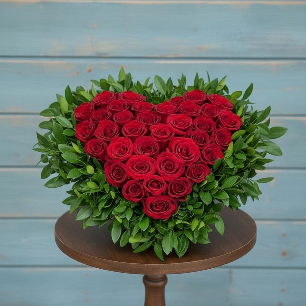 Цветочная композиция из Розы в виде сердца в Октябрьский Хабаровский край