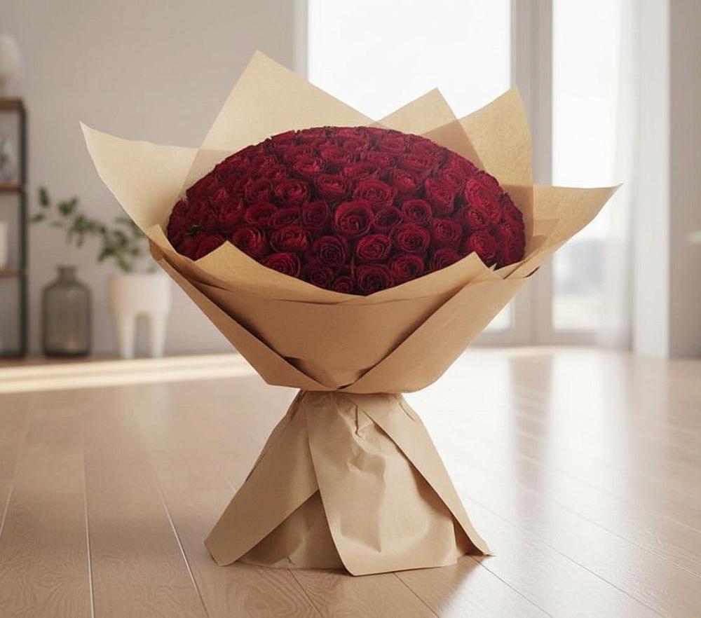 Букет 101 Красная роза в Октябрьский Хабаровский край