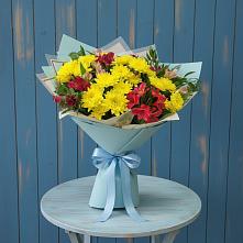 Букет цветов из:  Альстромерии и Хризантемы в Октябрьский Хабаровский край