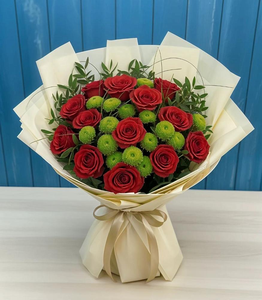 Букет цветов из: Розы и Хризантемы в Октябрьский Хабаровский край