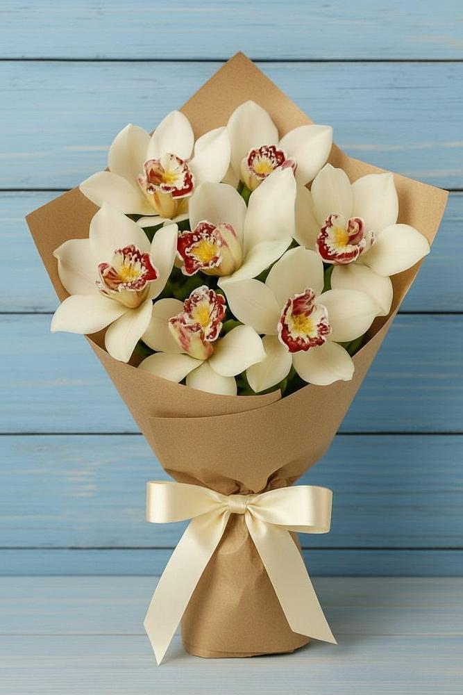 Букет цветов из: Орхидеи и Розы в Октябрьский Хабаровский край